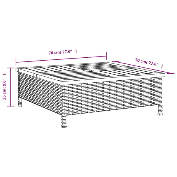 Vrtni stol sivi 70 x 70 x 25 cm od ratana i bagremovog drva 3281630