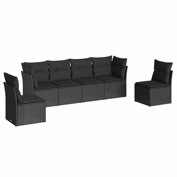 6-dijelni set vrtnih sofa s jastucima crni od poliratana 3217365