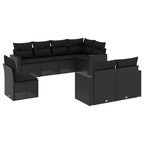 8-dijelni set vrtnih sofa od poliratana s jastucima crni 3219225