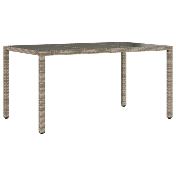 Vrtni stol sa staklenom pločom sivi 150x90x75 cm od poliratana 365532