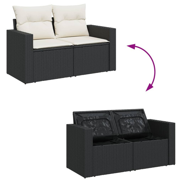 14-dijelni set vrtnih sofa s jastucima poliratan crni 3256749