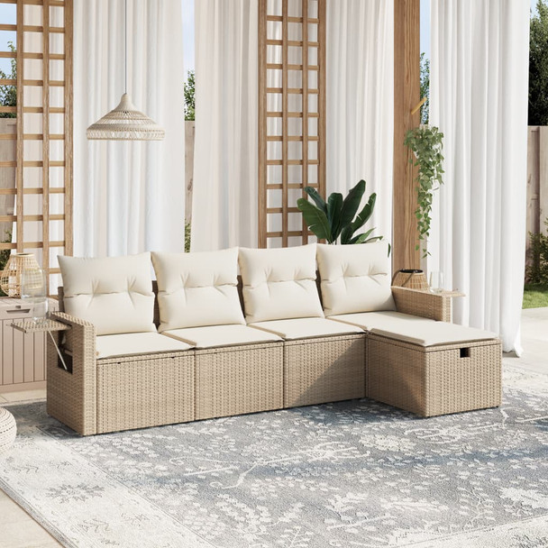 5-dijelni vrtni set sofa s jastucima bež od poliratana 3263774