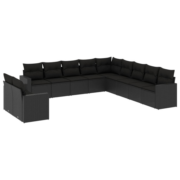 11-dijelni set vrtnih sofa od poliratana s jastucima crni 3219175