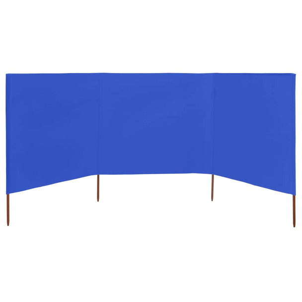 Vjetrobran s 3 panela od tkanine 400 x 160 cm azurno plavi 47153