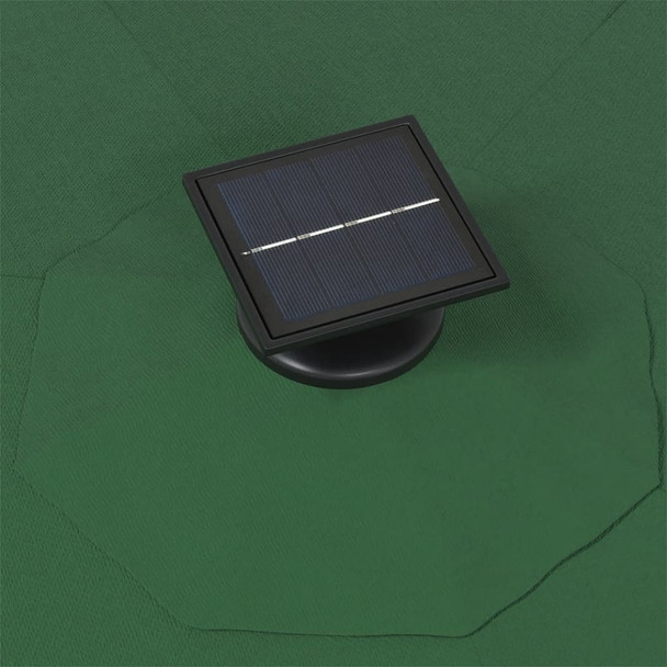 Zidni suncobran s LED svjetlima i metalnom šipkom 300 cm zeleni 312523