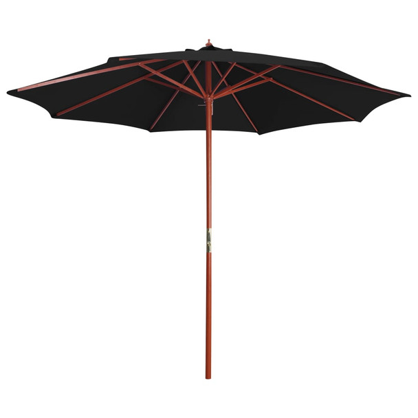 Suncobran s drvenom šipkom 300 x 258 cm crni 47124