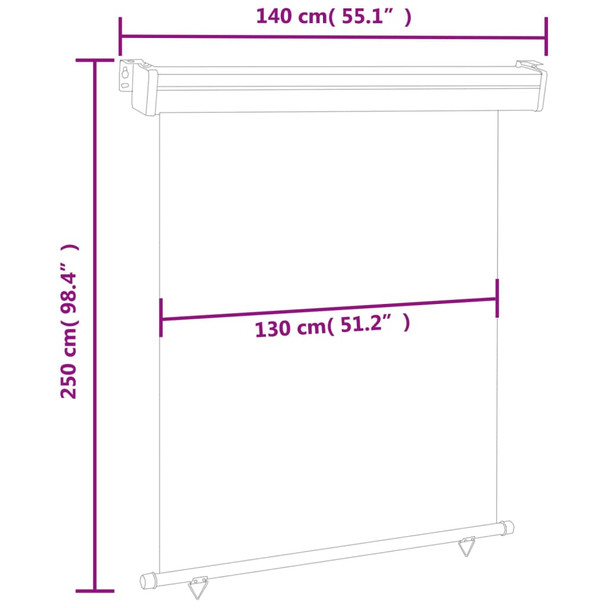 Balkonska bočna tenda 140 x 250 cm smeđa 48429