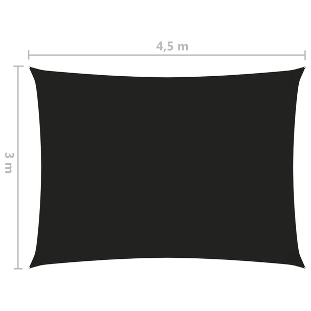 Jedro protiv sunca od tkanine Oxford pravokutno 3 x 4,5 m crno 135761