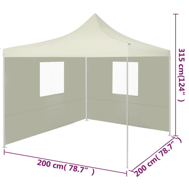 Profesionalni sklopivi šator za zabave 2 x 2 m čelični krem 48881