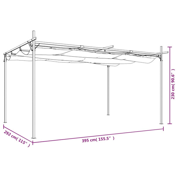 Pergola s pomičnim krovom smeđesiva 395x292x230 cm 360118