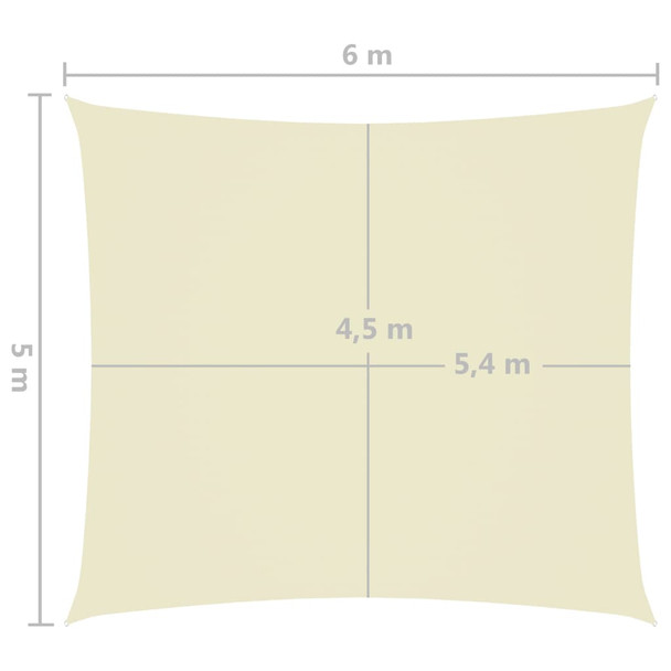 Jedro protiv sunca od tkanine Oxford pravokutno 5 x 6 m krem 135219