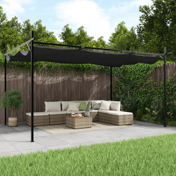 Pergola s pomičnim krovom antracit 395x292x230 cm 360119