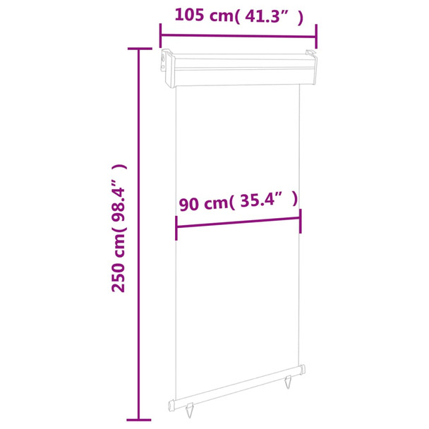 Balkonska bočna tenda 105 x 250 cm crna 48412