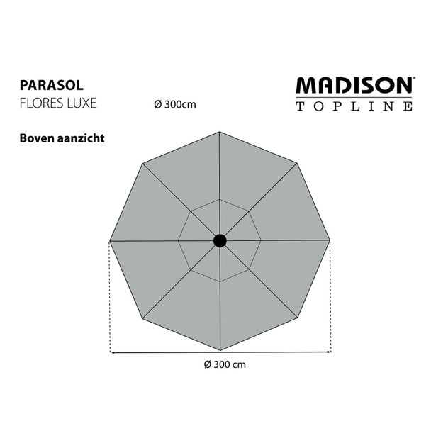 Madison suncobran Flores Luxe 300 cm okrugli svjetlosivi 423702