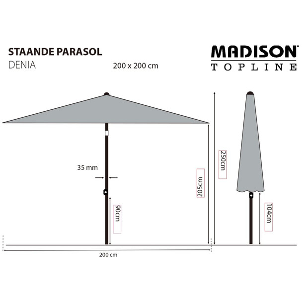 Madison suncobran Denia 200 x 200 cm zeleni 447150