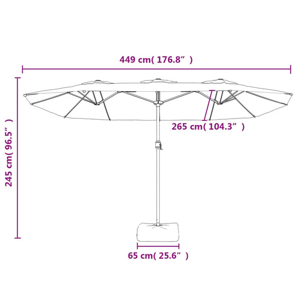 Dvostruki suncobran antracit 449 x 245 cm 362947