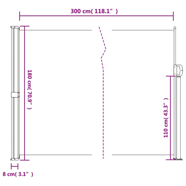 Bočna tenda na uvlačenje antracit 180 x 300 cm 4004353