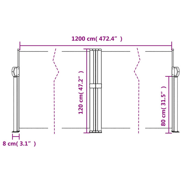 Bočna tenda na uvlačenje antracit 120 x 1200 cm 4004793