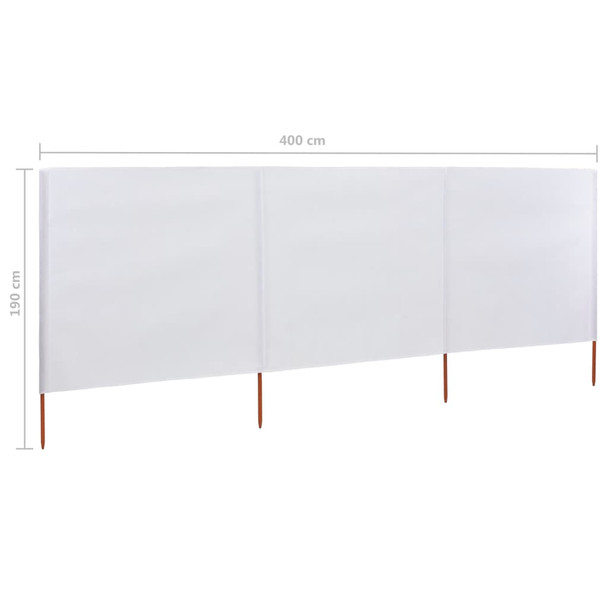 Vjetrobran s 3 panela od tkanine 400 x 160 cm pješčano bijeli 47148