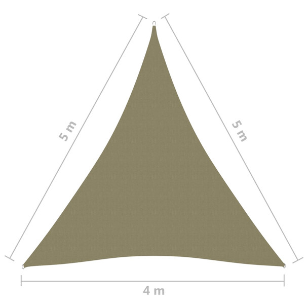 Jedro protiv sunca od tkanine Oxford trokutasto 4 x 5 x 5 m bež 135179