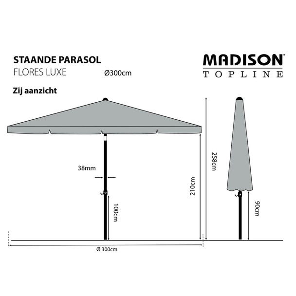 Madison suncobran Flores Luxe 300 cm okrugli svjetlosmeđi 418779