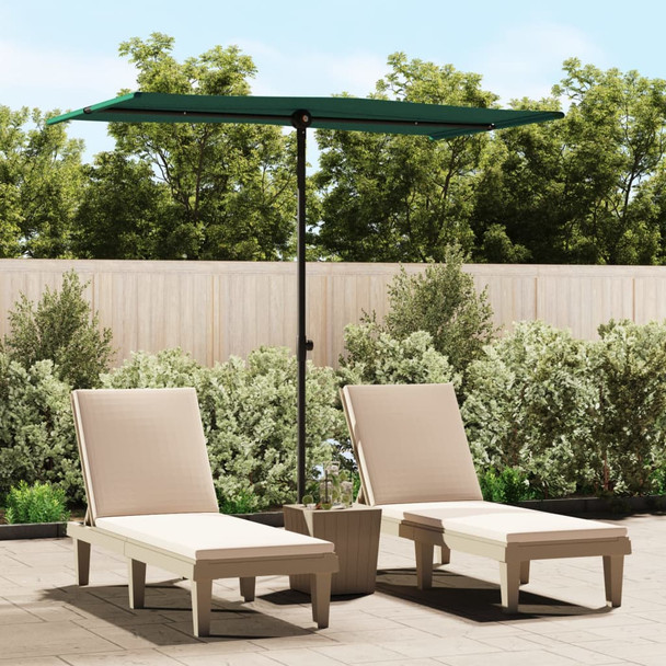 Vrtni suncobran s aluminijskom šipkom 180x110 cm zeleni  47328