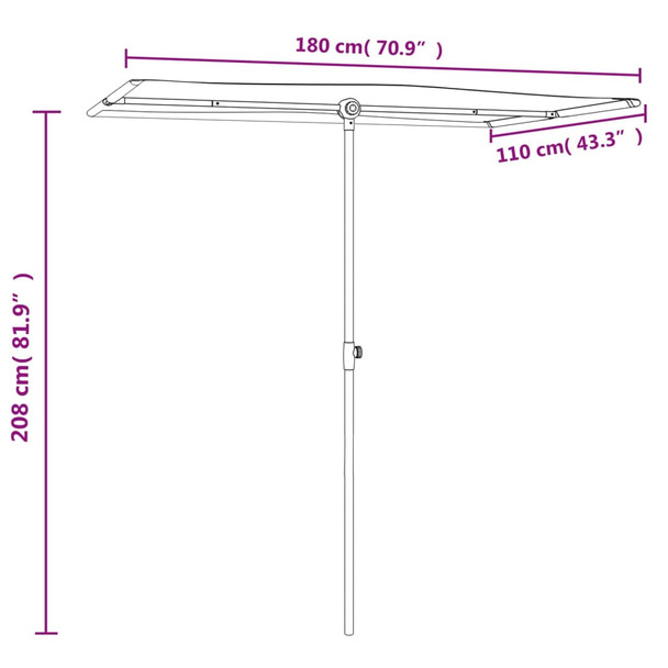 Vrtni suncobran s aluminijskom šipkom 180x110 cm zeleni  47328