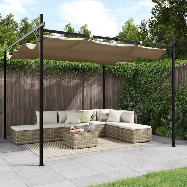 Pergola s pomičnim krovom smeđesiva 295 x 292 x 230 cm 360115