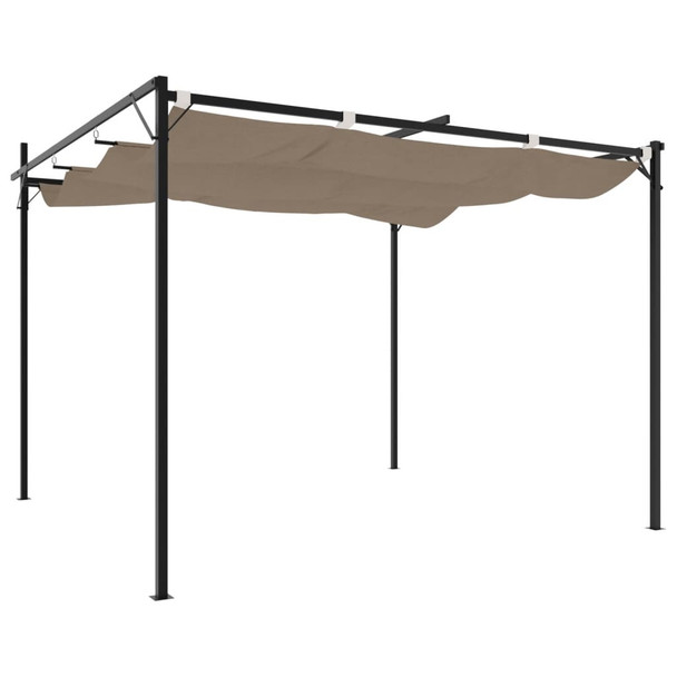 Pergola s pomičnim krovom smeđesiva 295 x 292 x 230 cm 360115