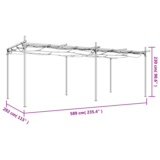 Pergola s pomičnim krovom antracit 589x292x230 cm 360122