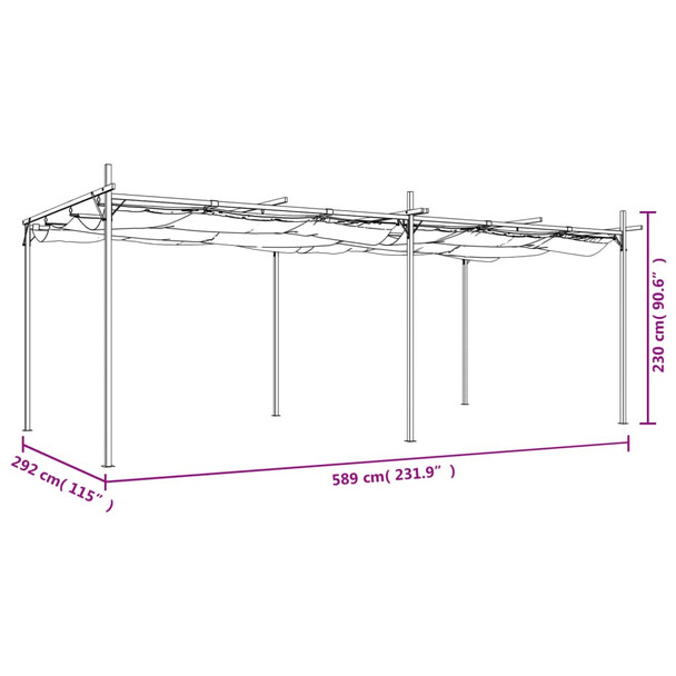 Pergola s pomičnim krovom krem 589x292x230 cm 360120