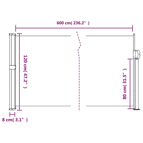 Uvlačiva bočna tenda 120 x 600 cm smeđa 4004494