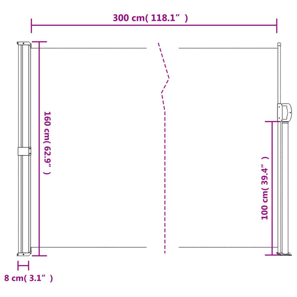 Bočna tenda na uvlačenje krem 160 x 300 cm 4004310