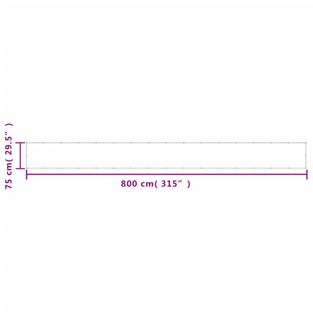 Balkonski zaslon crni 75x800 cm 100 % poliester Oxford 4000362