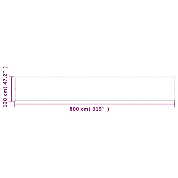 Balkonski zaslon crni 120x800 cm 100 % poliester Oxford 4000376