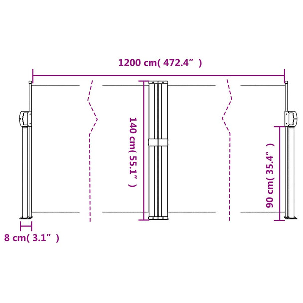 Bočna tenda na uvlačenje smeđa 140 x 1200 cm 4004809