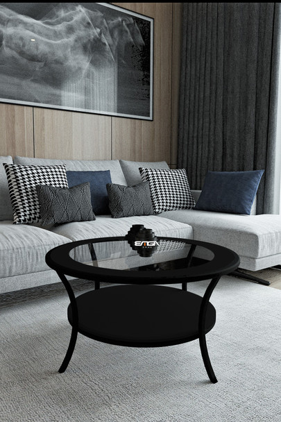 Stolić za kavu Lotus - crni, prozirni