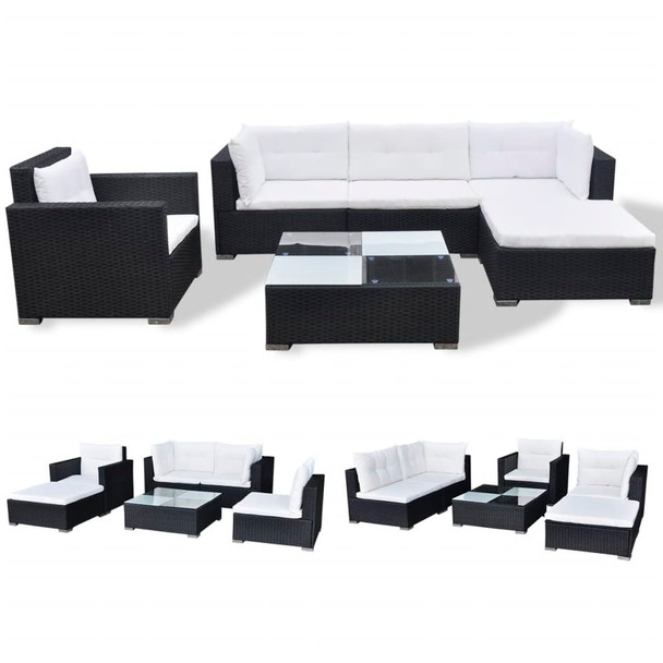 Vrtni Sofa Set 17 Kom Poli Ratan Crni