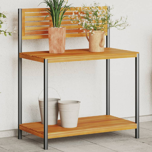 Vrtni radni stol 90x50x110 cm masivno bagremovo drvo i čelik n.p