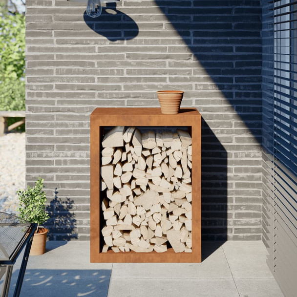 Stalak za drva za ogrjev 60 x 40 x 80 cm od čelika COR-TEN n.p