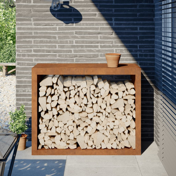 Stalak za drva za ogrjev 100x40x80 cm od čelika COR-TEN n.p