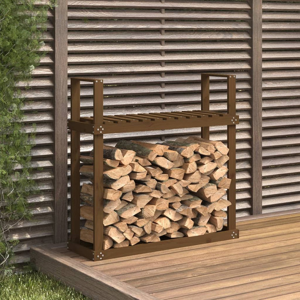 Stalak za drva za ogrjev boja meda 110x35x108,5 cm od borovine n.p