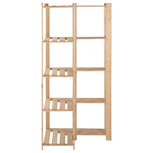 Kutni stalak za pohranu 5 razina 80x28,5x170cm masivna borovina n.p