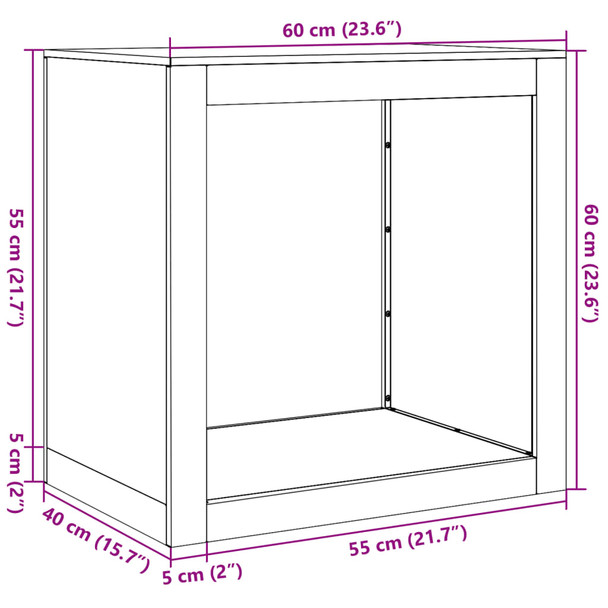 Stalak za drva za ogrjev crni 60 x 40 x 60 cm čelični n.p