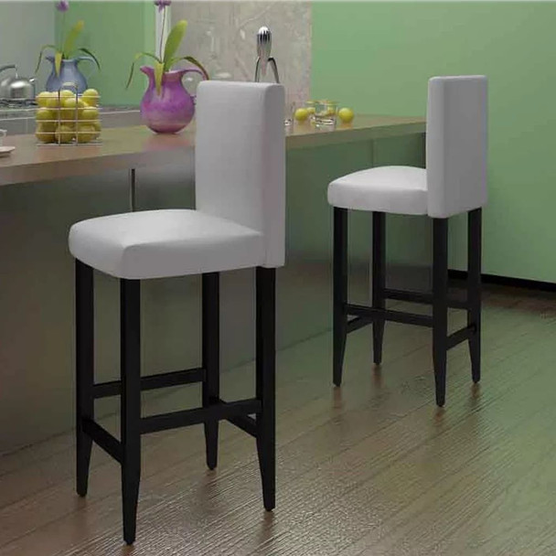 Set od 2 moderna bijela umjetna kožna bar stolica