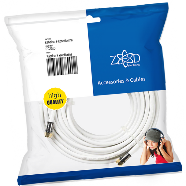 ZED electronic Antenski kabl sa F - konektorima, 3.0 met - FC/3,0