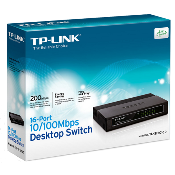 TP-LINK 16-portni switch 200Mbps, 10/100 Mbps, , RJ45 - TL-SF1016D