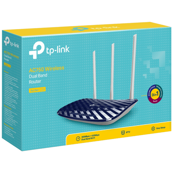 TP-LINK Wireless Router, AC750, Dual Band, up to 733Mbbps  - Archer C20