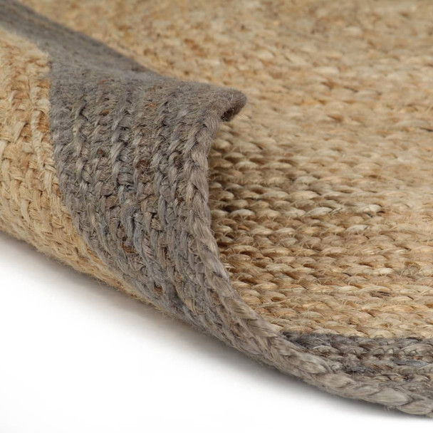 Ručno rađeni tepih od jute sa sivim rubom 120 cm