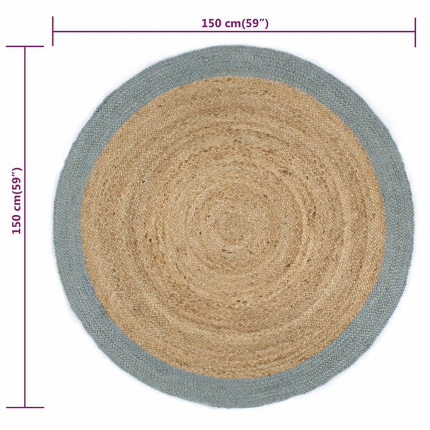 Ručno rađeni tepih od jute s maslinastozelenim rubom 150 cm